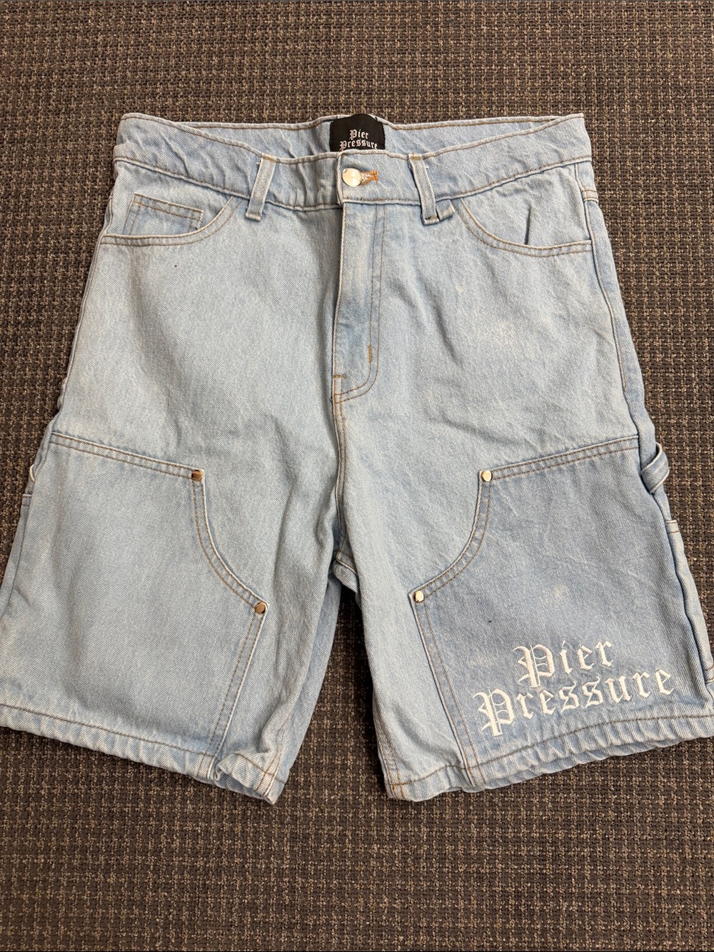 Light Blue Denim Carpenter Shorts